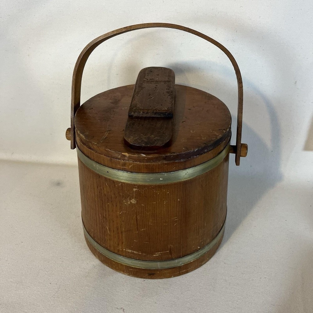 Antique/Vintage Wooden Brass Banded Shoe Shine Bucket Firkin‎ Shaker Style - Picture 2 of 16